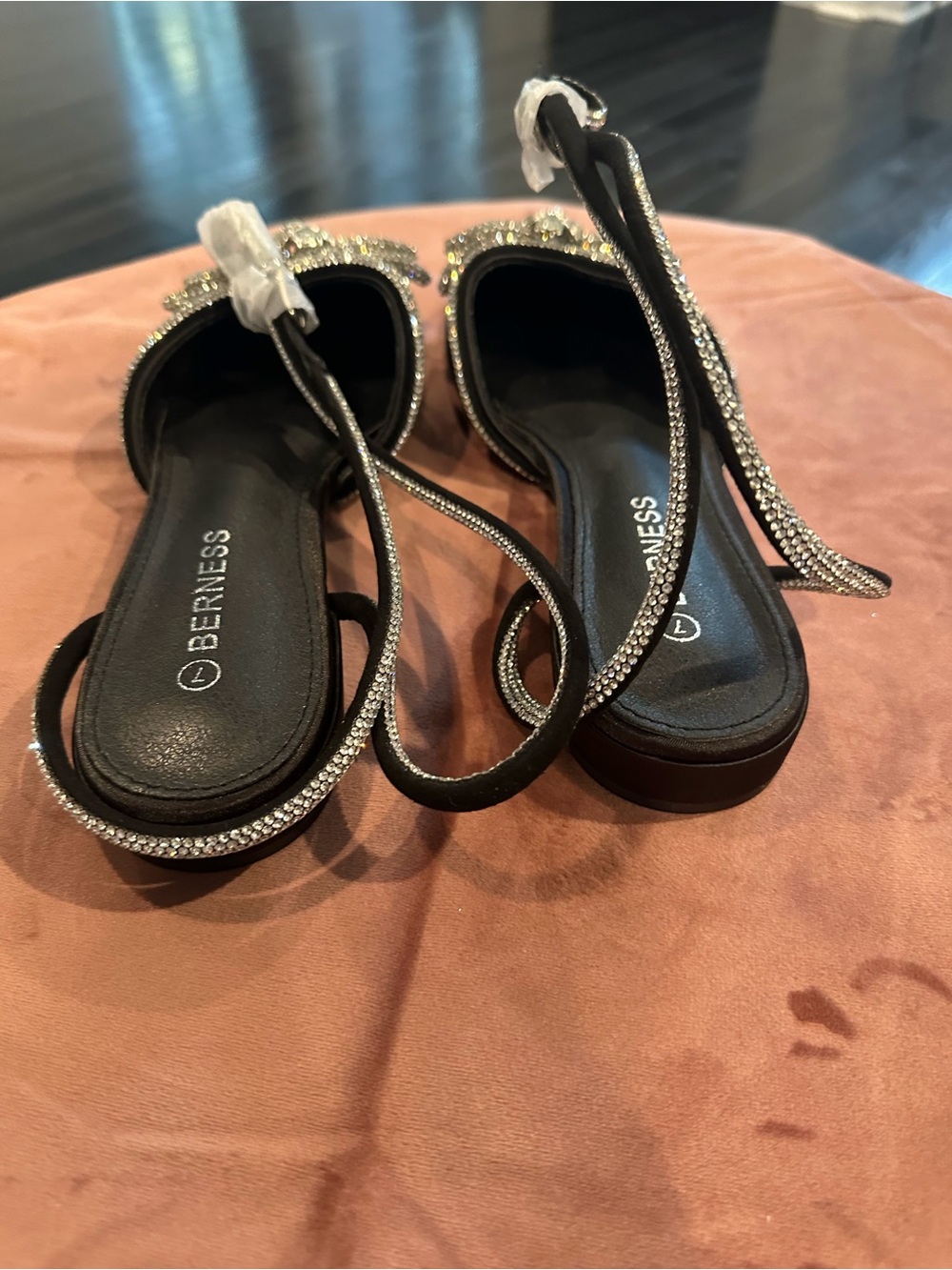 Berness Black Crystal-Embellished Slide Sandals